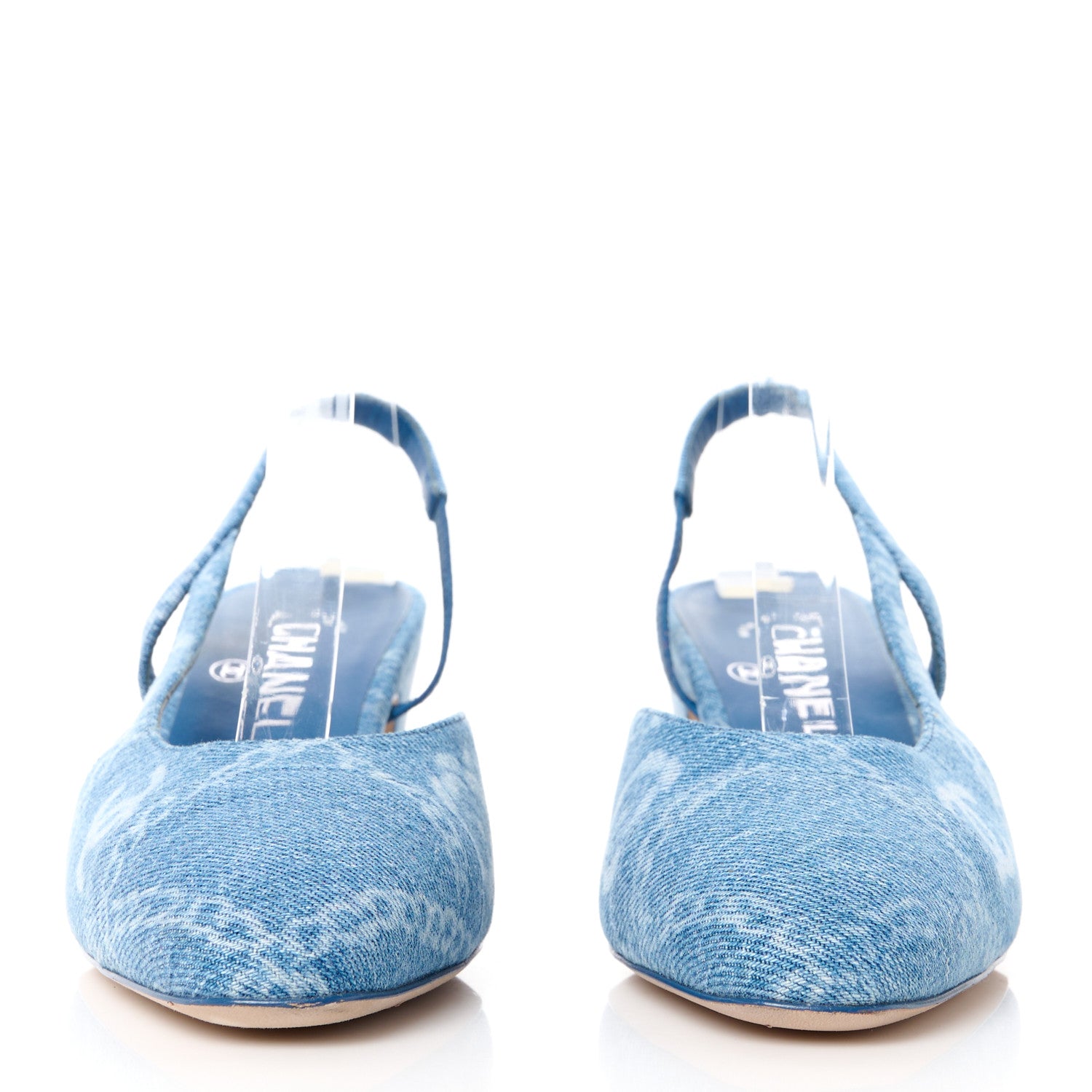 Chanel Denim Cap Toe Denim Slingback Pumps 37 Blue 2 of 8