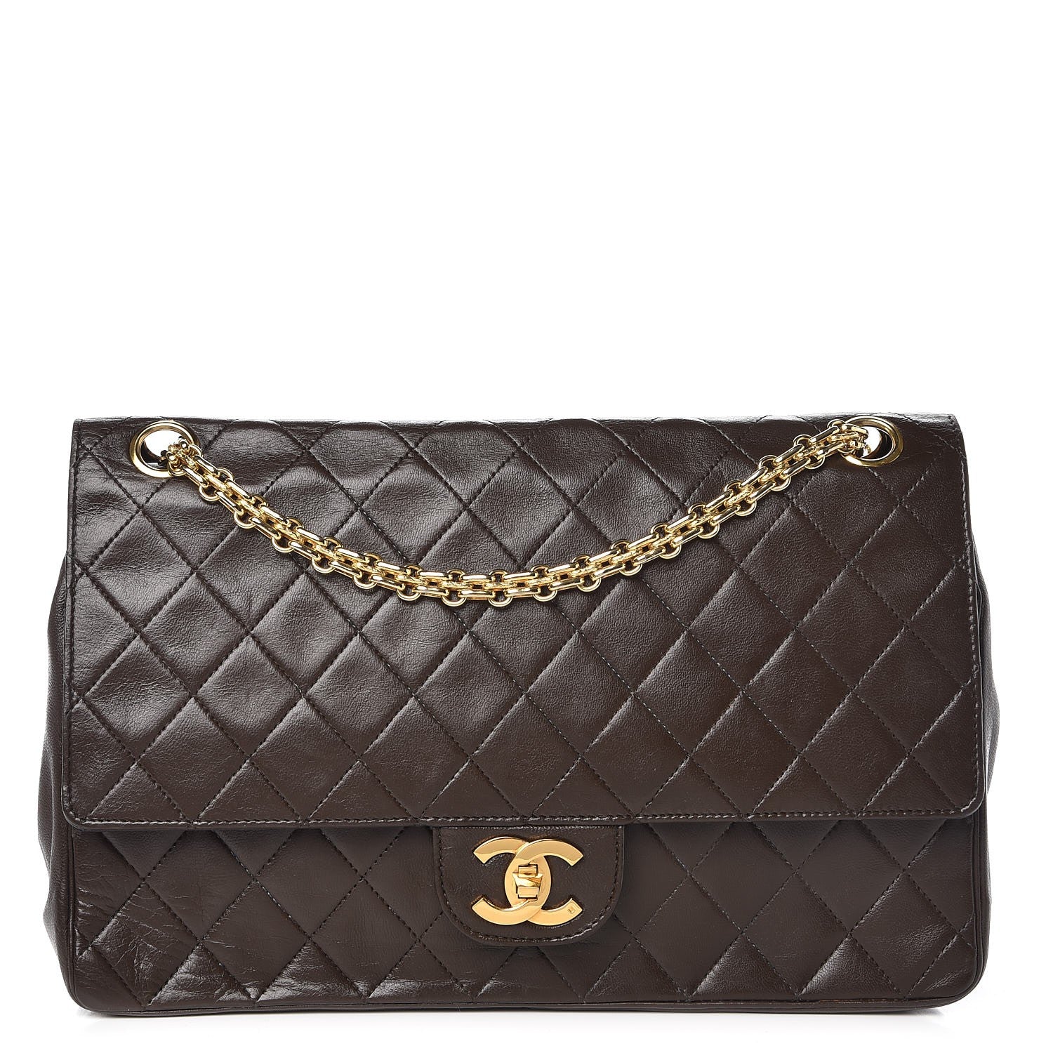 Chanel Lambskin Medium Double Flap Bijoux Chain Brown 1 of 12