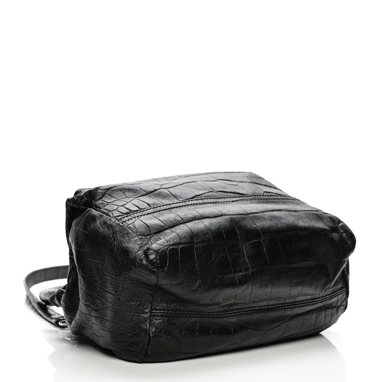 Calfskin Crocodile Embossed Small Pandora Black