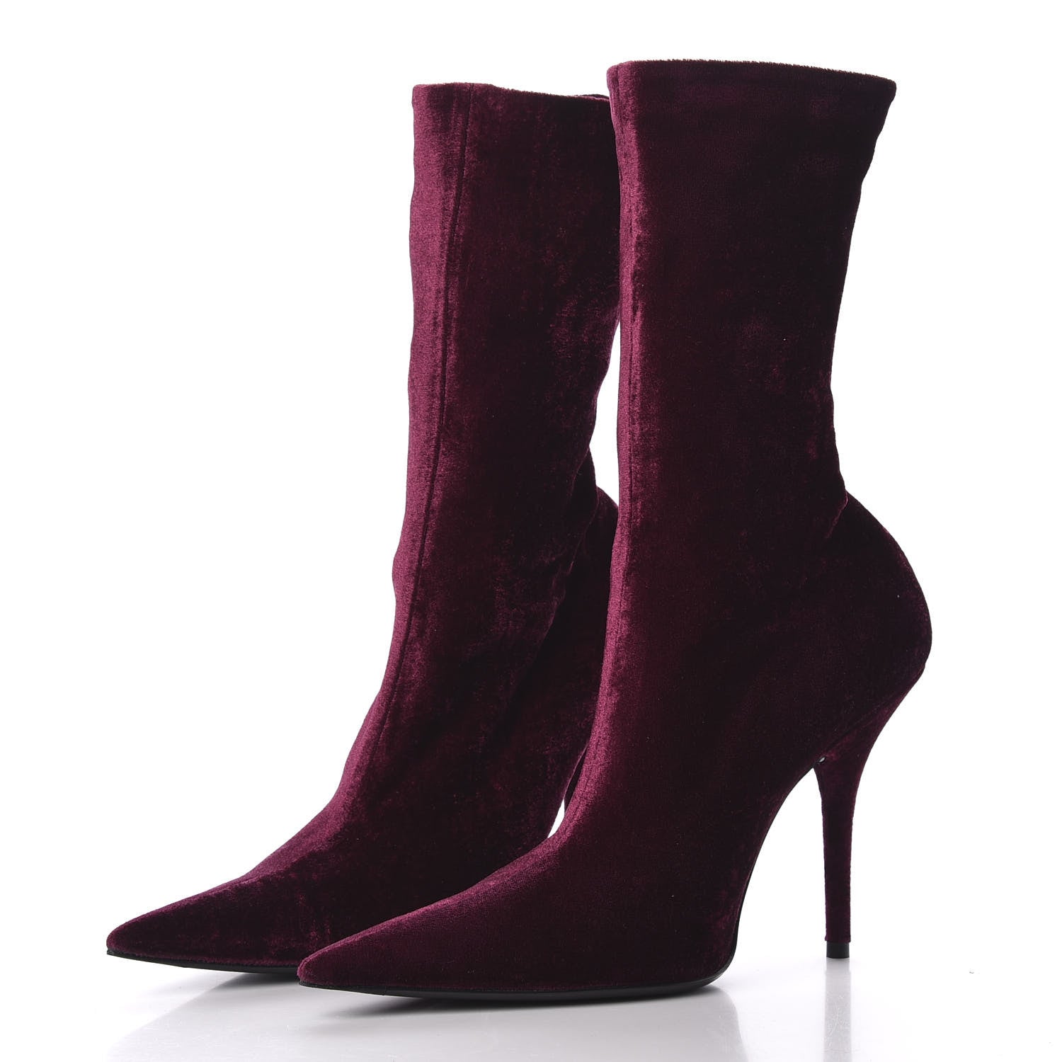 Balenciaga Velvet Extreme Pointed Toe Knife Booties 40 Rouge Prune 2 of 7