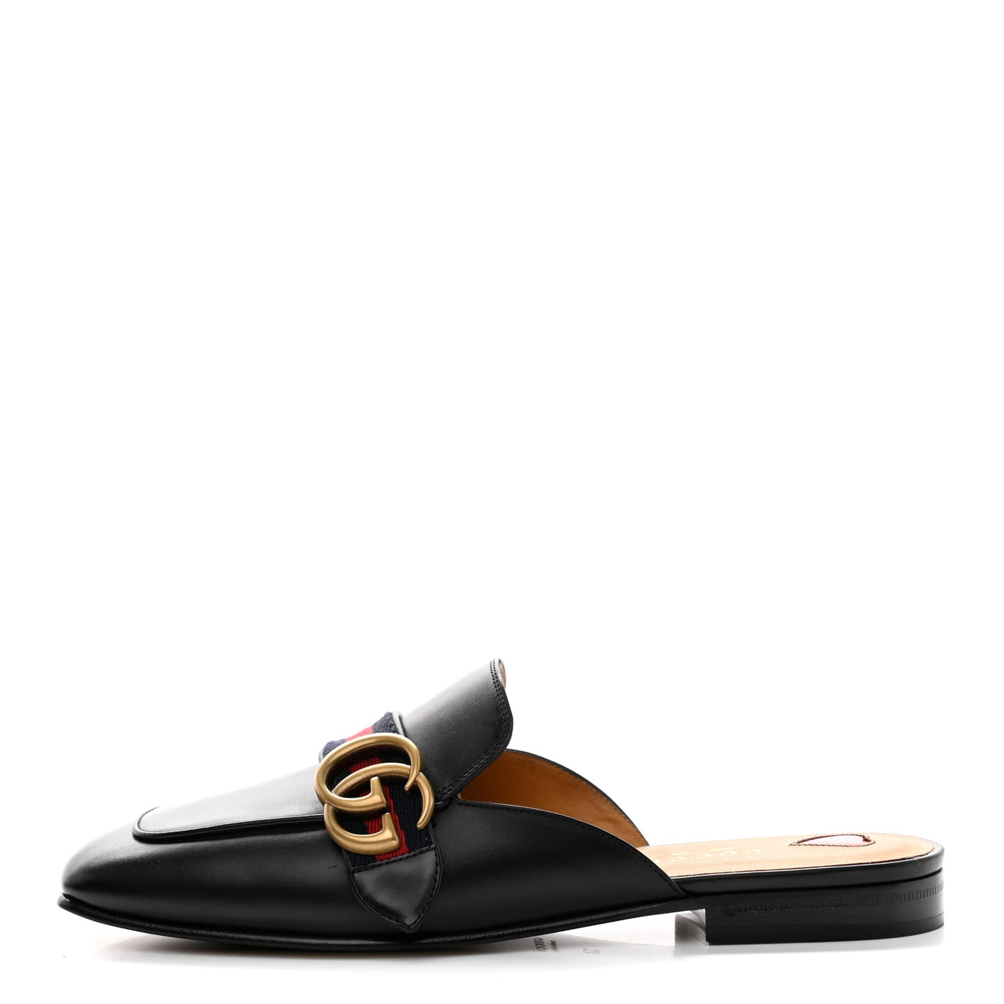 Calfskin Web Womens Peyton GG Slippers 37 Black