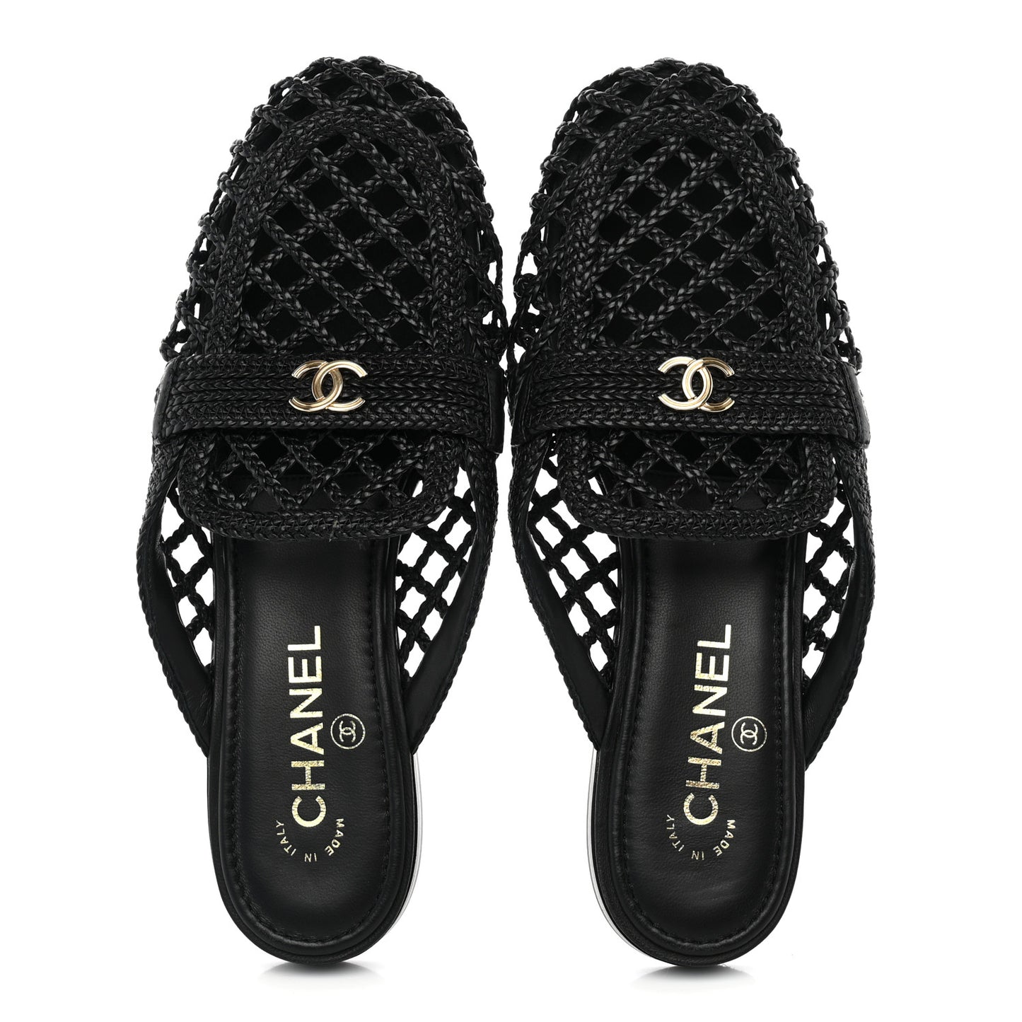 Braided Lambskin Mule Sandals 39 Black