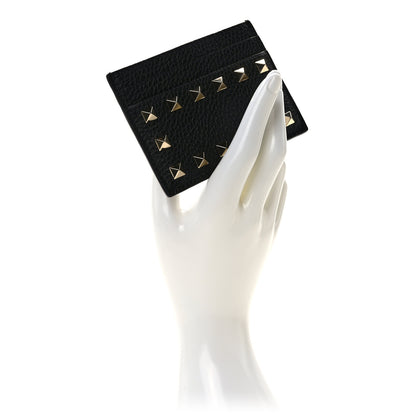 Valentino Garavani Pebbled Calfskin Rockstud Card Holder Black 2 of 6