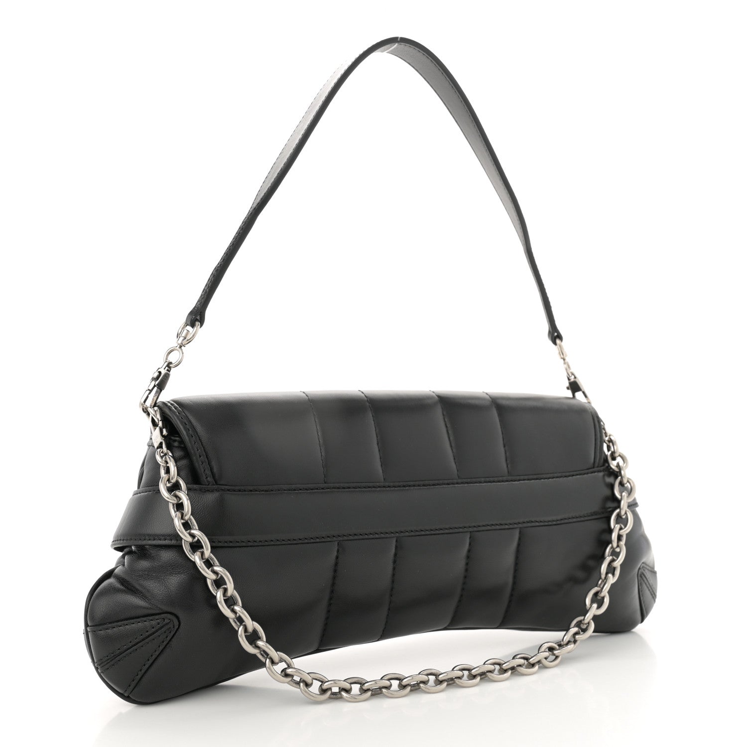 Gucci Nappa Vertical Matelasse Medium Maxi Horsebit Chain Shoulder Bag Black 3 of 12