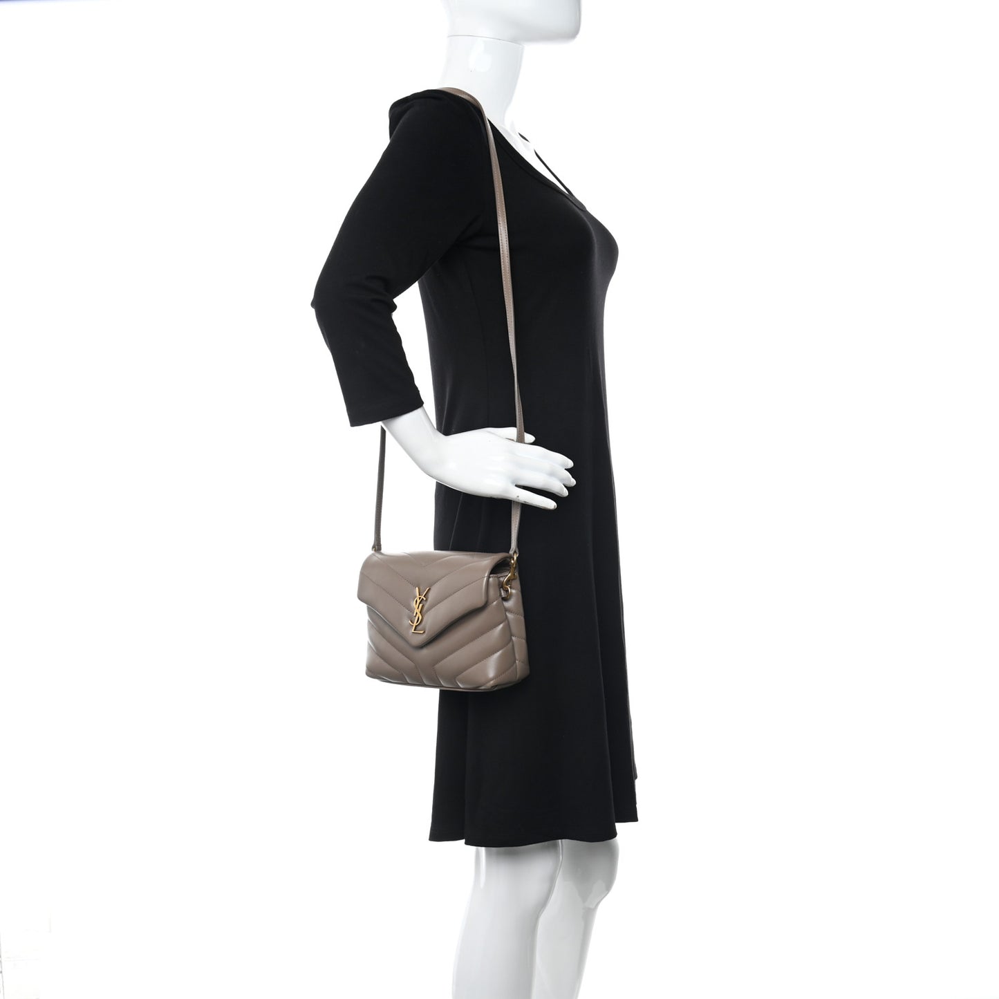 Calfskin Y Quilted Monogram Toy Loulou Crossbody Bag Taupe