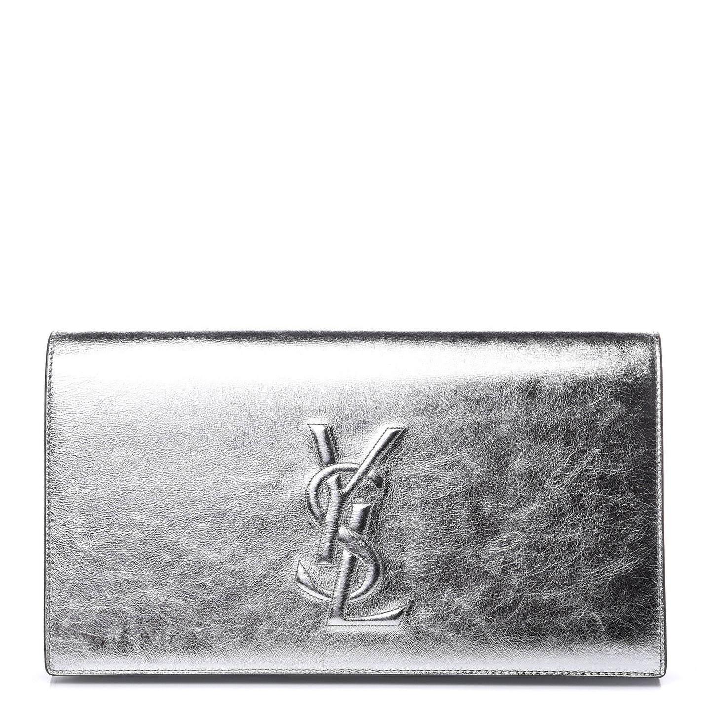 Metallic Calfskin Monogram Large Belle De Jour Clutch Silver