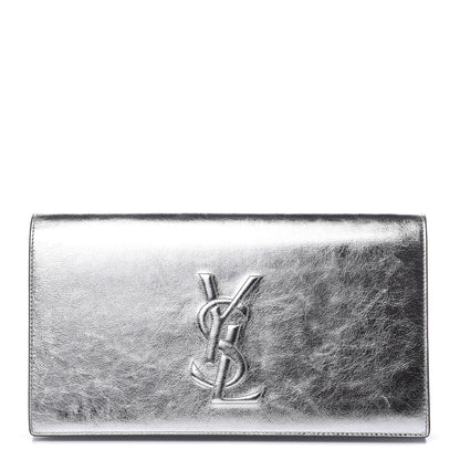 Saint Laurent Metallic Calfskin Monogram Large Belle De Jour Clutch Silver 1 of 7
