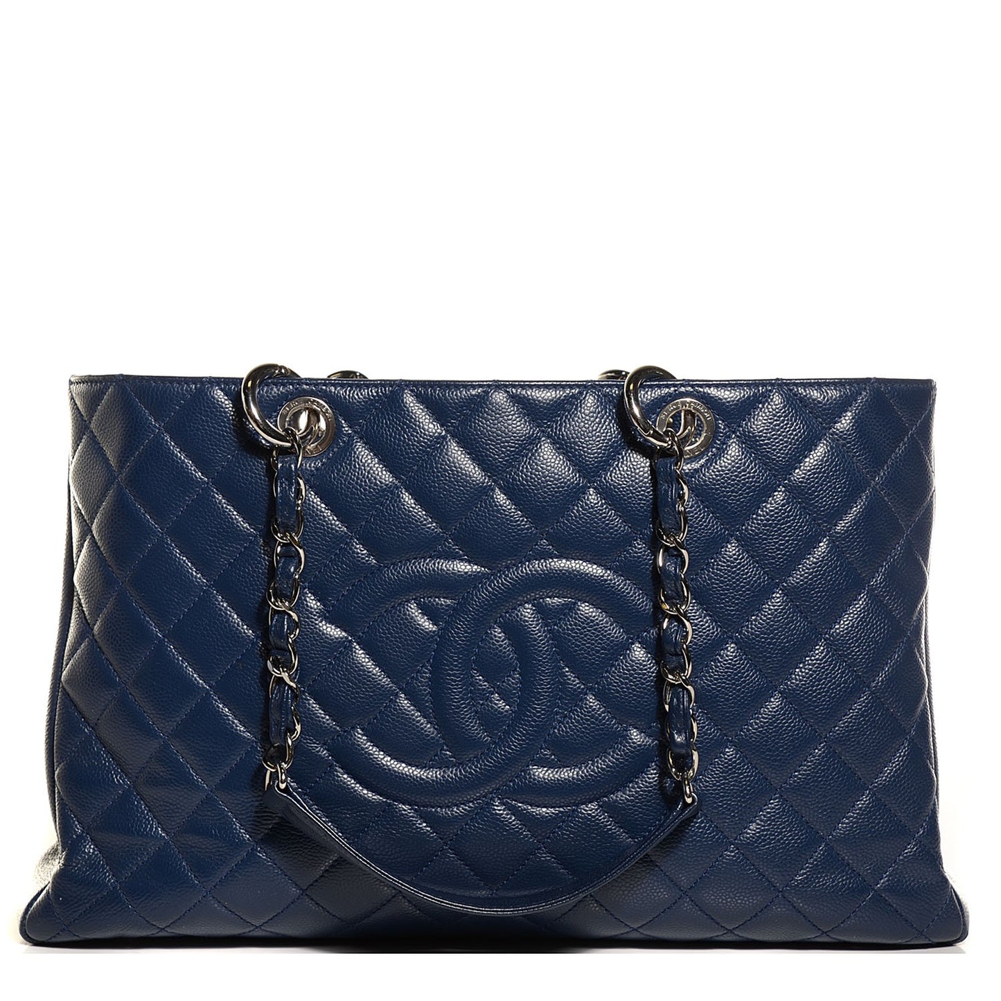 Caviar Quilted XL Grand Shopping Tote GST Navy Blue