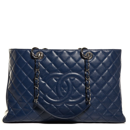 Chanel Caviar Quilted XL Grand Shopping Tote GST Navy Blue 1 of 7