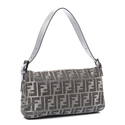 Fendi Metallic Lurex Zucca Vitello Baguette Oro Argento 2 of 10