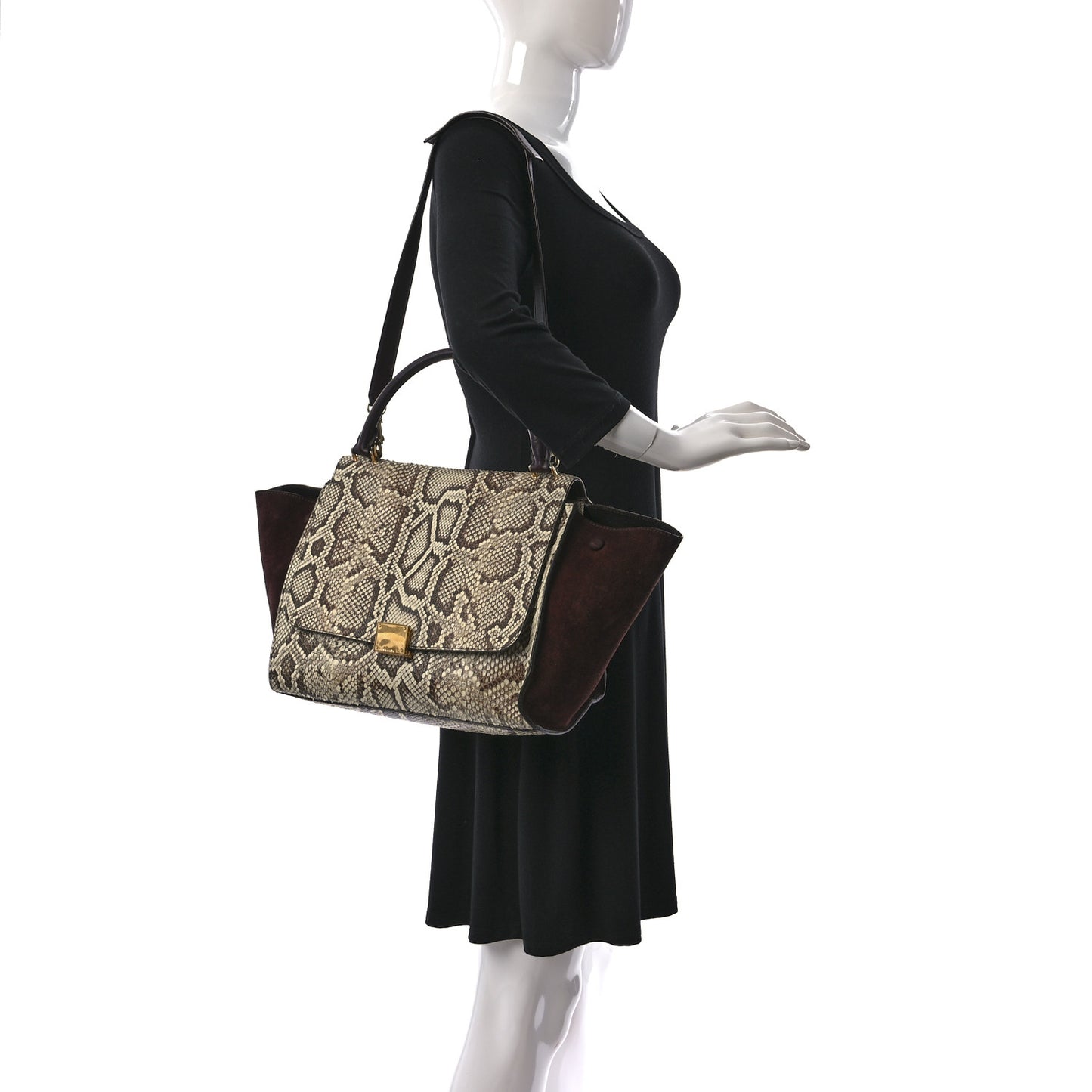 Snakeskin Suede Medium Trapeze Burgundy