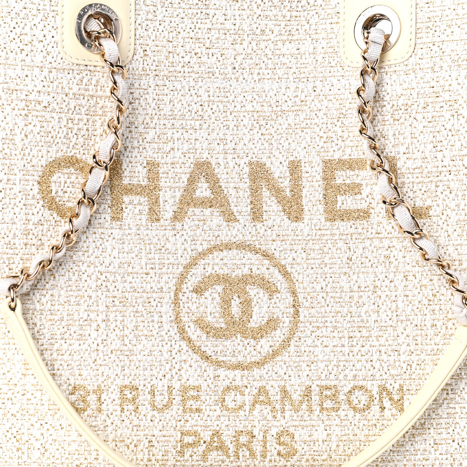 Chanel Lurex Boucle Small Deauville Tote Ivory 8 of 10