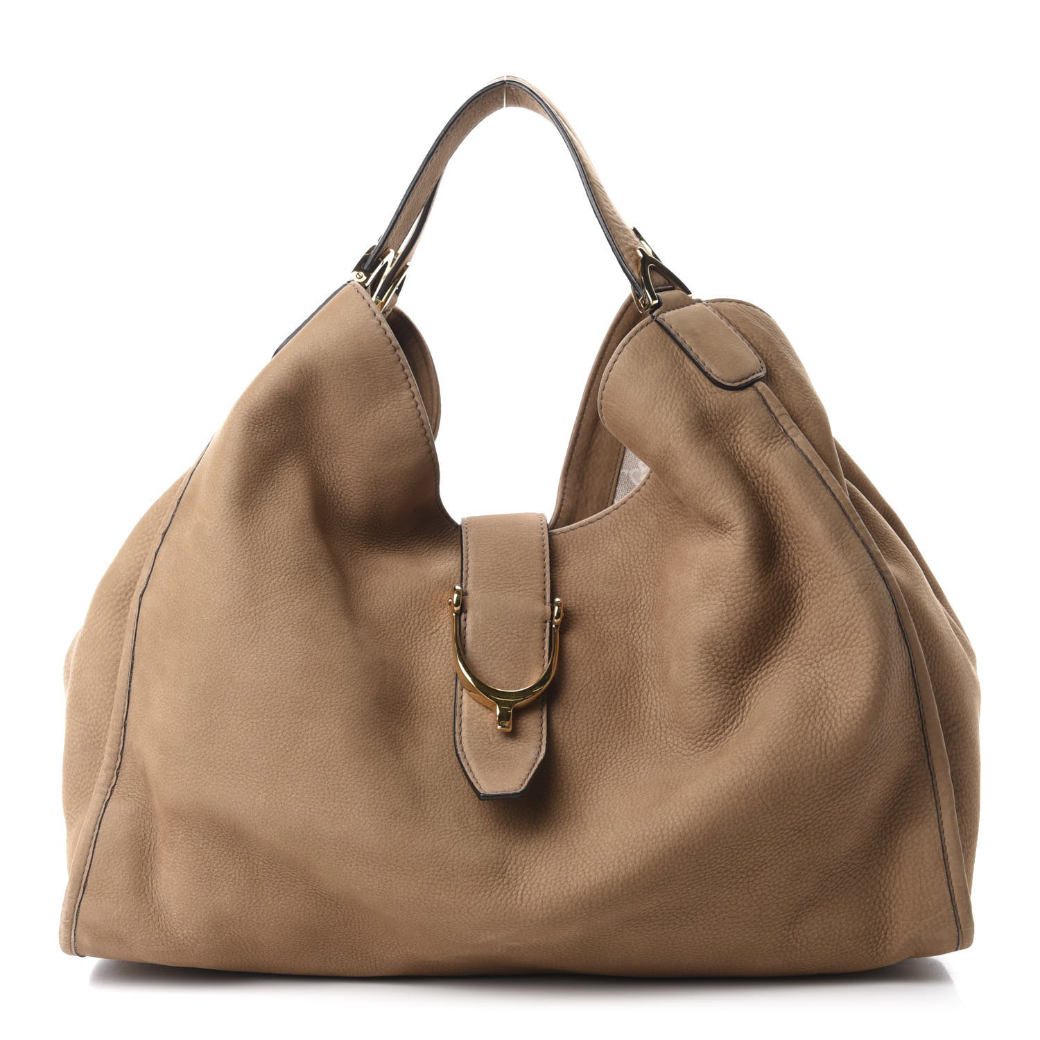 Gucci Nubuck Large Soft Stirrup Shoulder Bag Light Brown 1 of 10