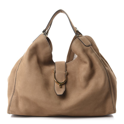 Gucci Nubuck Large Soft Stirrup Shoulder Bag Light Brown 1 of 10