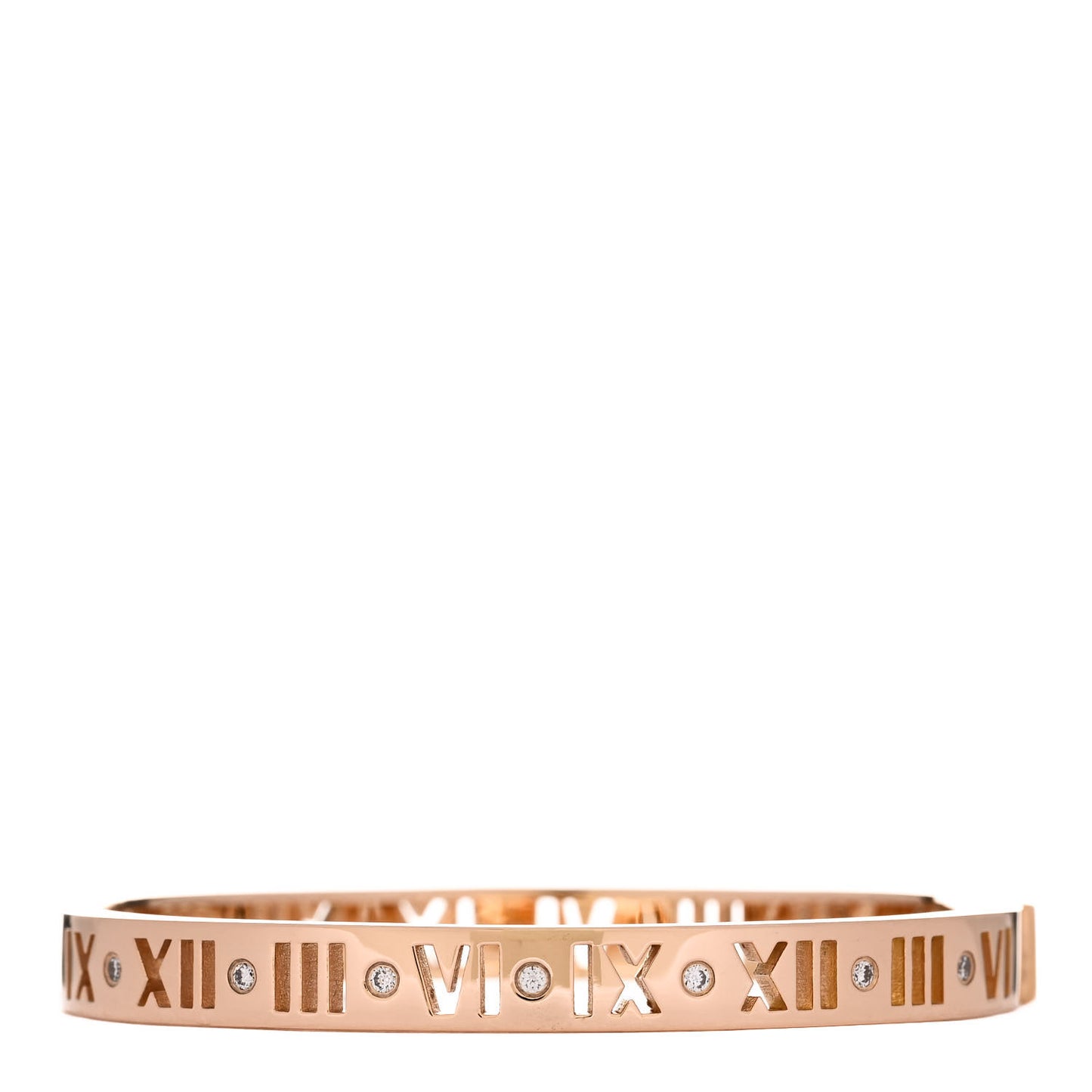 18K Rose Gold Diamond Atlas Pierced Hinged Bangle Bracelet