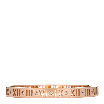Tiffany 18K Rose Gold Diamond Atlas Pierced Hinged Bangle Bracelet 1 of 3