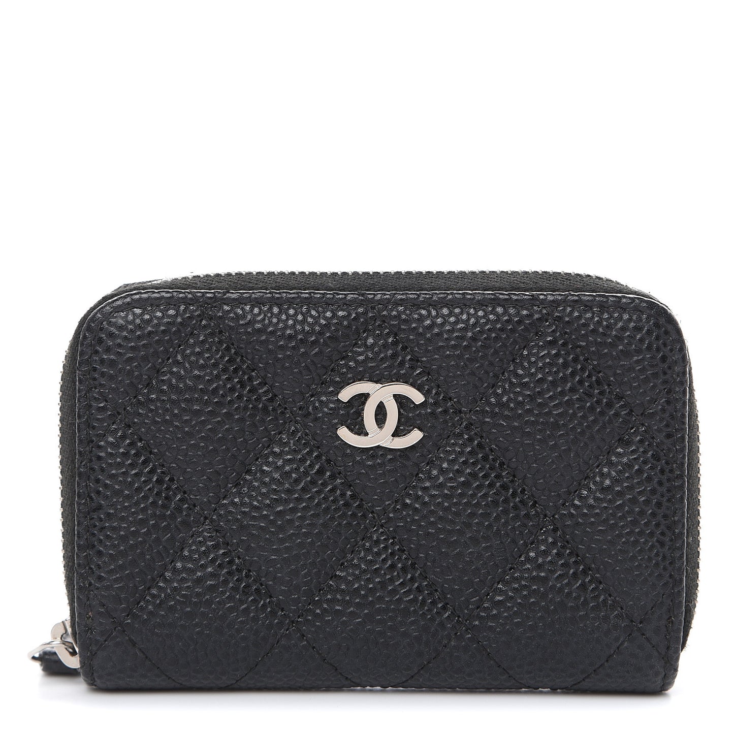 Caviar Quilted Zip Coin Purse Black