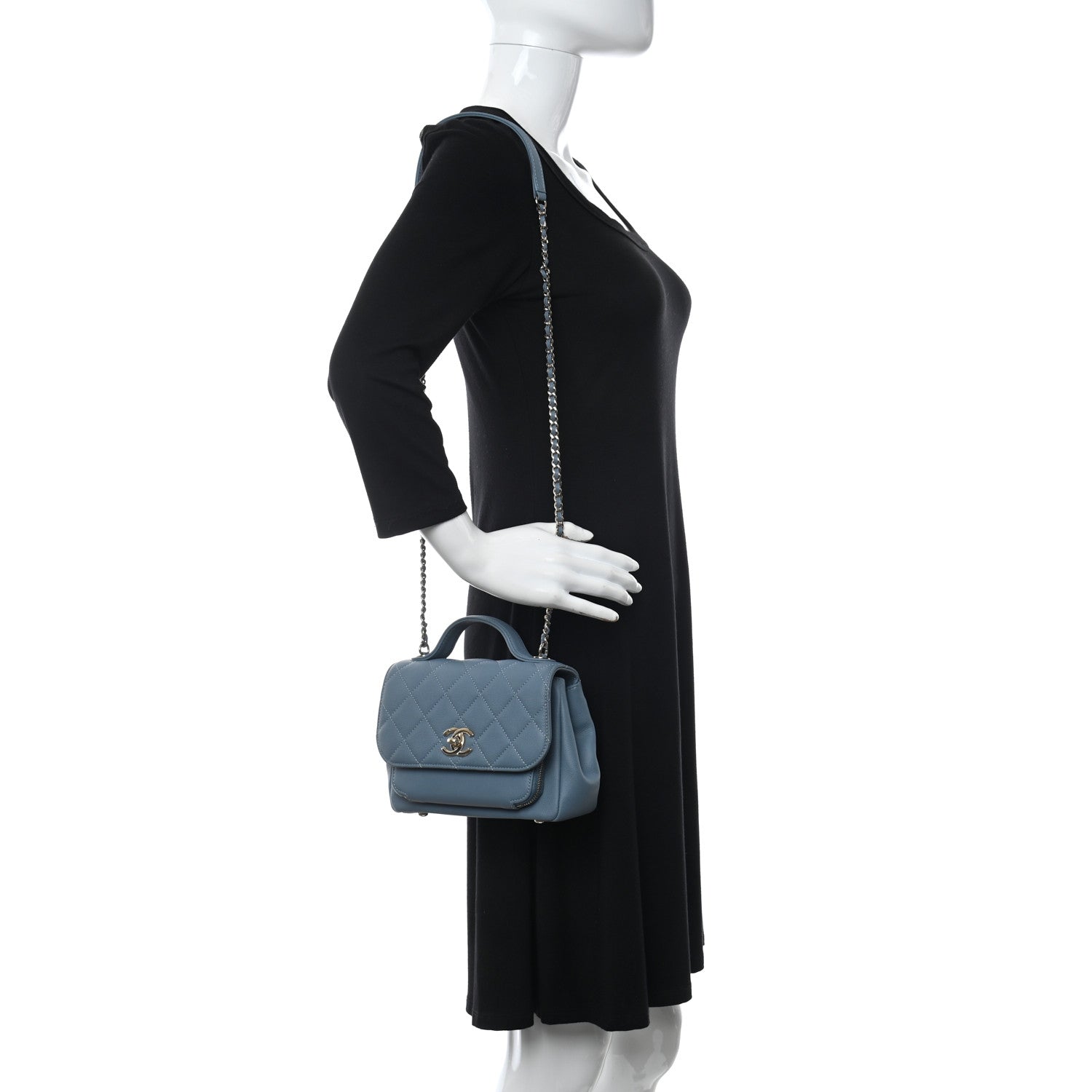 Chanel Caviar Quilted Small Business Affinity Flap Light Blue 2 of 10