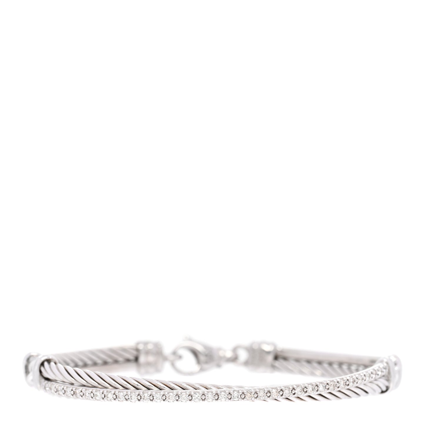 Sterling Silver Diamond 3mm Crossover Bracelet