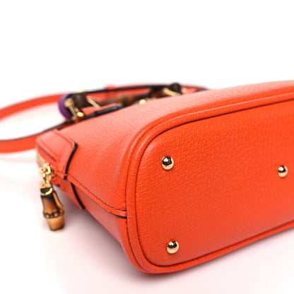 Gucci Textured Dollar Calfskin Mini Diana Dome Tote Bag Deep Orange Spicy Cyclamin 8 of 9