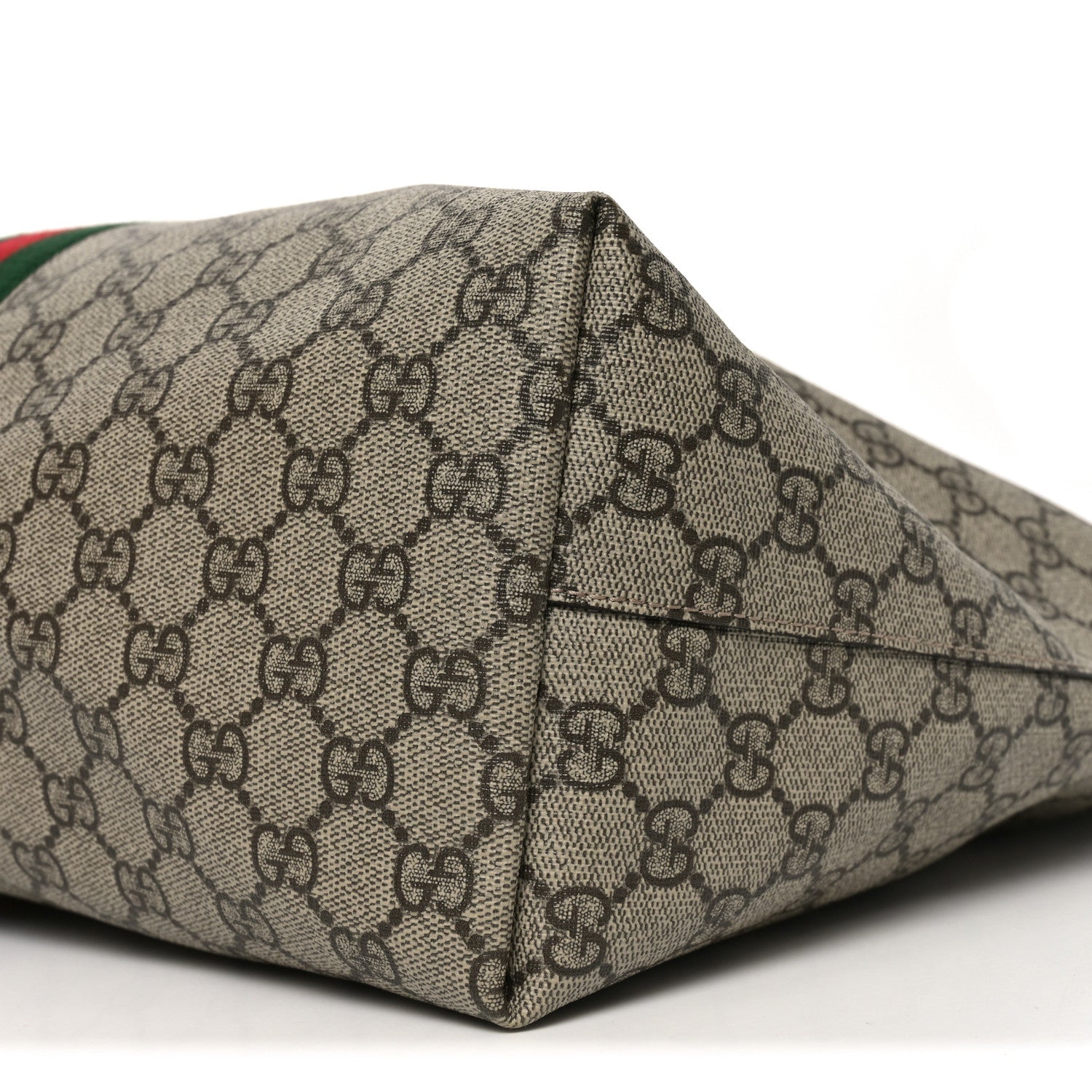 Gucci GG Supreme Monogram Textured Calfskin Web Medium Ophidia Shopping Tote Beige Ebony New Acero 10 of 11
