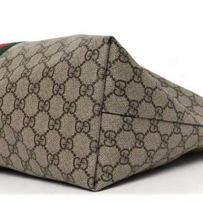 Gucci GG Supreme Monogram Textured Calfskin Web Medium Ophidia Shopping Tote Beige Ebony New Acero 10 of 11