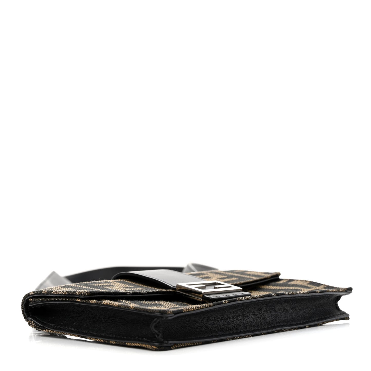 Recycled Fabric Jacquard Vitello Grace FF 1974 Baguette Belt Pouch Tobacco Moro Black