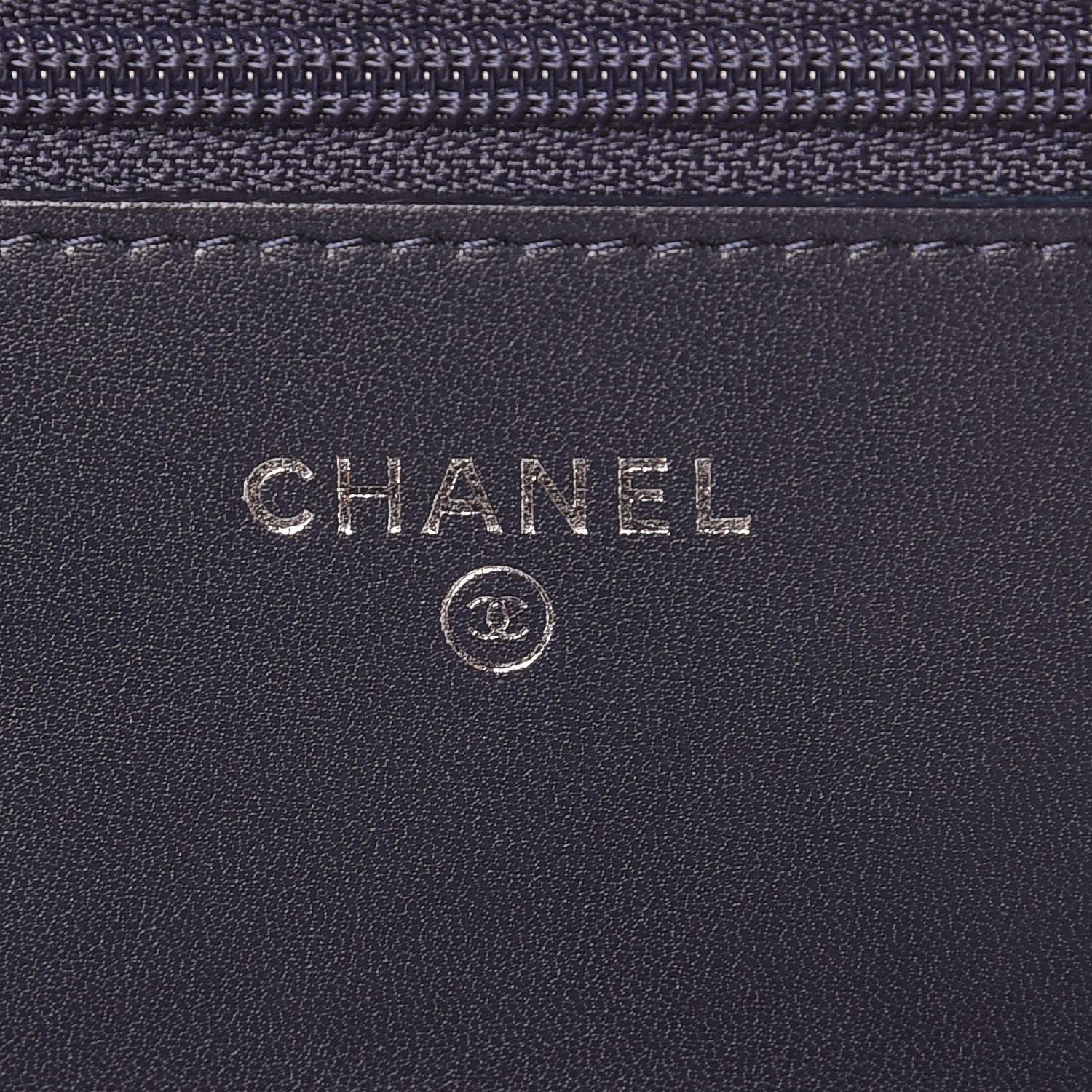 Chanel Calfskin Chevron Quilted Boy Wallet On Chain WOC Navy Blue 6 of 9