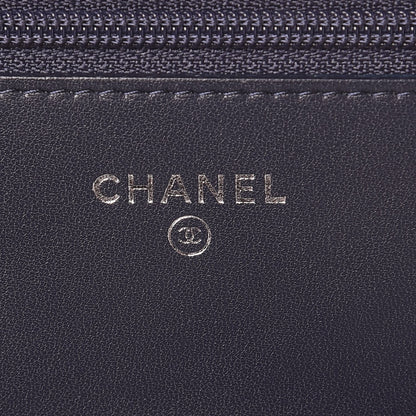 Chanel Calfskin Chevron Quilted Boy Wallet On Chain WOC Navy Blue 6 of 9