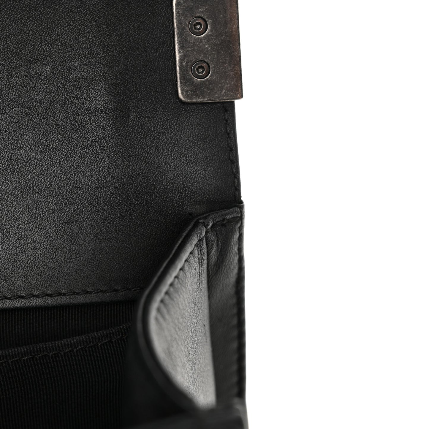 Calfskin Pleated Small Boy In Rome Flap Black White