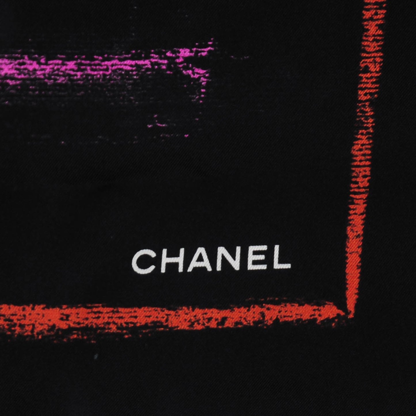 Silk Twill Chalk Print CC Square Scarf Black