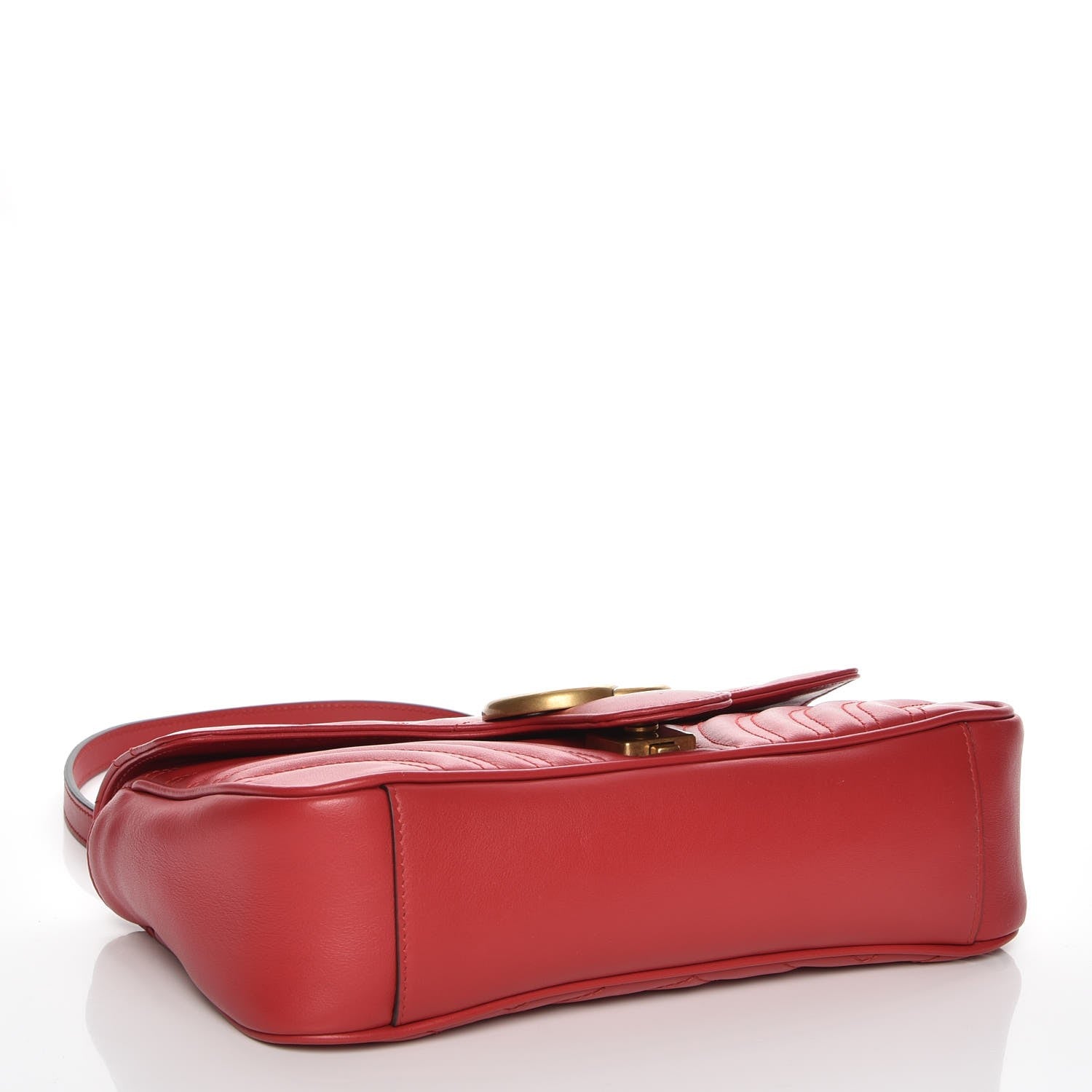 Gucci Calfskin Matelasse Small GG Marmont Shoulder Bag Hibiscus Red 5 of 8