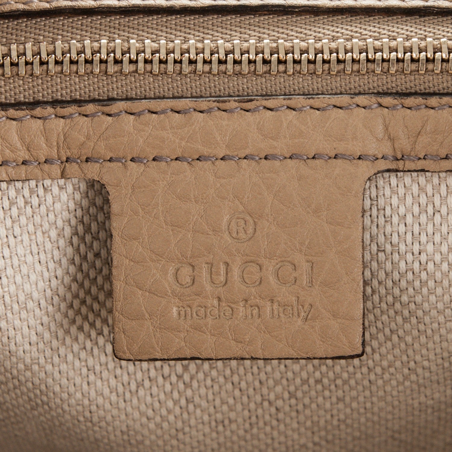 Gucci Pebbled Calfskin Large Soho Chain Shoulder Bag Camelia 6 of 7