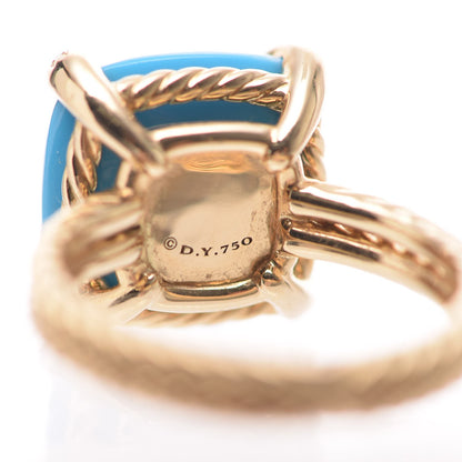 David Yurman 18K Yellow Gold Diamond Turquoise 14mm Chatelaine Ring 57 8 5 of 6