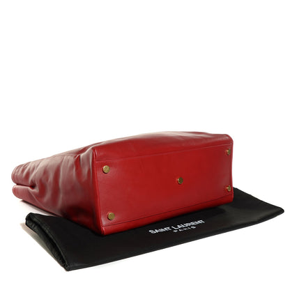 Saint Laurent Calfskin Suede Reversible East West Shopper Tote Rouge Orient 5 of 8