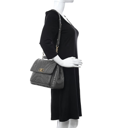 Salvatore Ferragamo Calfskin Quilted Medium Gancini Top Handle Bag Sparrow 2 of 10