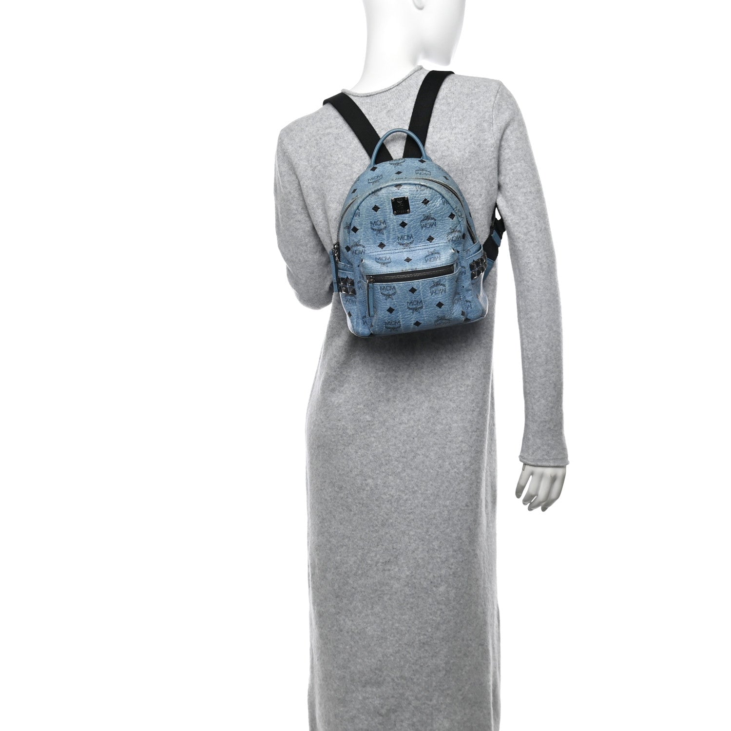 MCM Visetos Side Stud Mini Stark Bebe Boo Backpack Blue 1649674 – FASHIONPHILE
