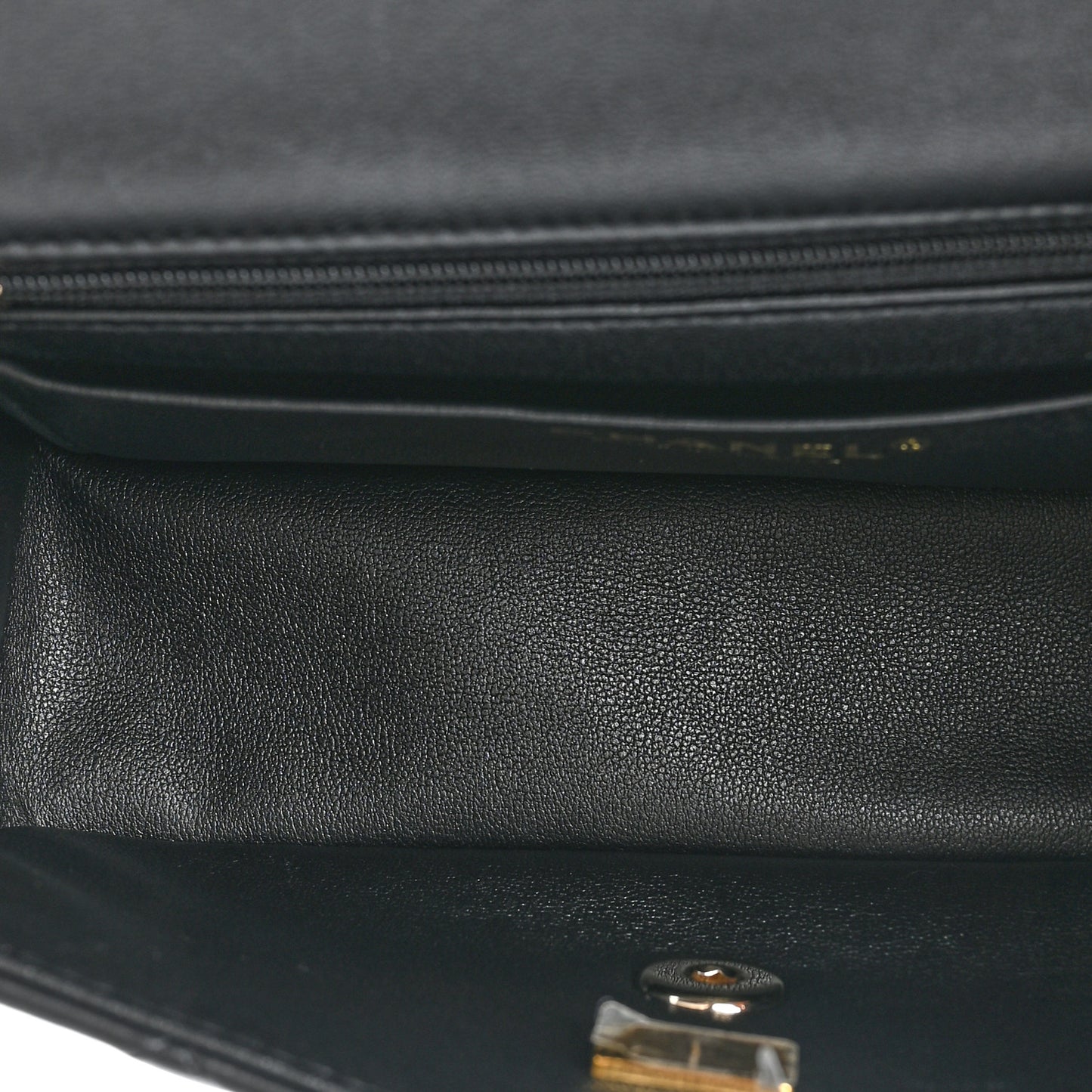 Lambskin Quilted Mini Top Handle Rectangular Flap Black
