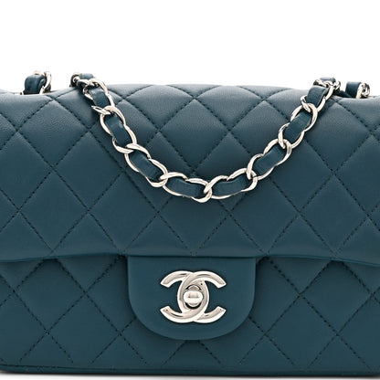 Chanel Lambskin Quilted Mini Rectangular Flap Dark Blue 8 of 10