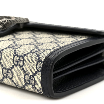 Gucci GG Supreme Monogram Textured Dollar Calfskin Mini Dionysus Chain Wallet Beige Blue 10 of 10