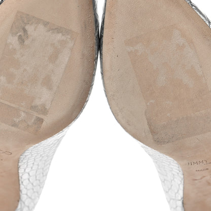 Jimmy Choo Crocodile Embossed Calfskin Love 65 Pump 37 Silver 8 of 10