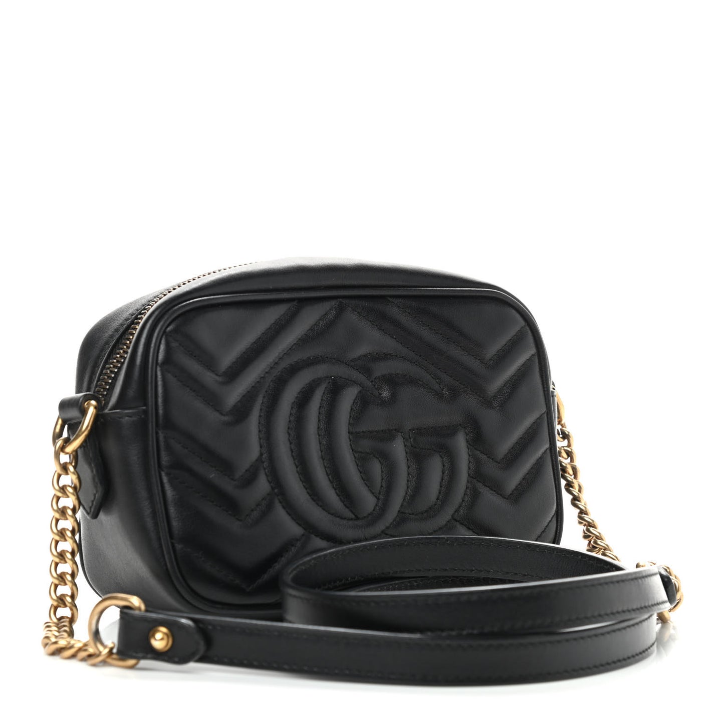 Calfskin Matelasse Mini GG Marmont Chain Shoulder Bag Black