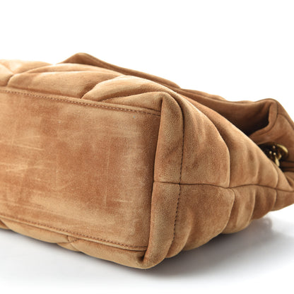 Saint Laurent Suede Calfskin Quilted Small Loulou Puffer Monogram Chain Satchel Cinnamon 7 of 9