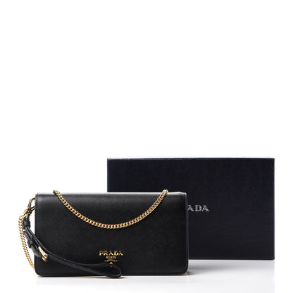 Prada Saffiano Metal Phone Wristlet Crossbody Wallet Black 9 of 9