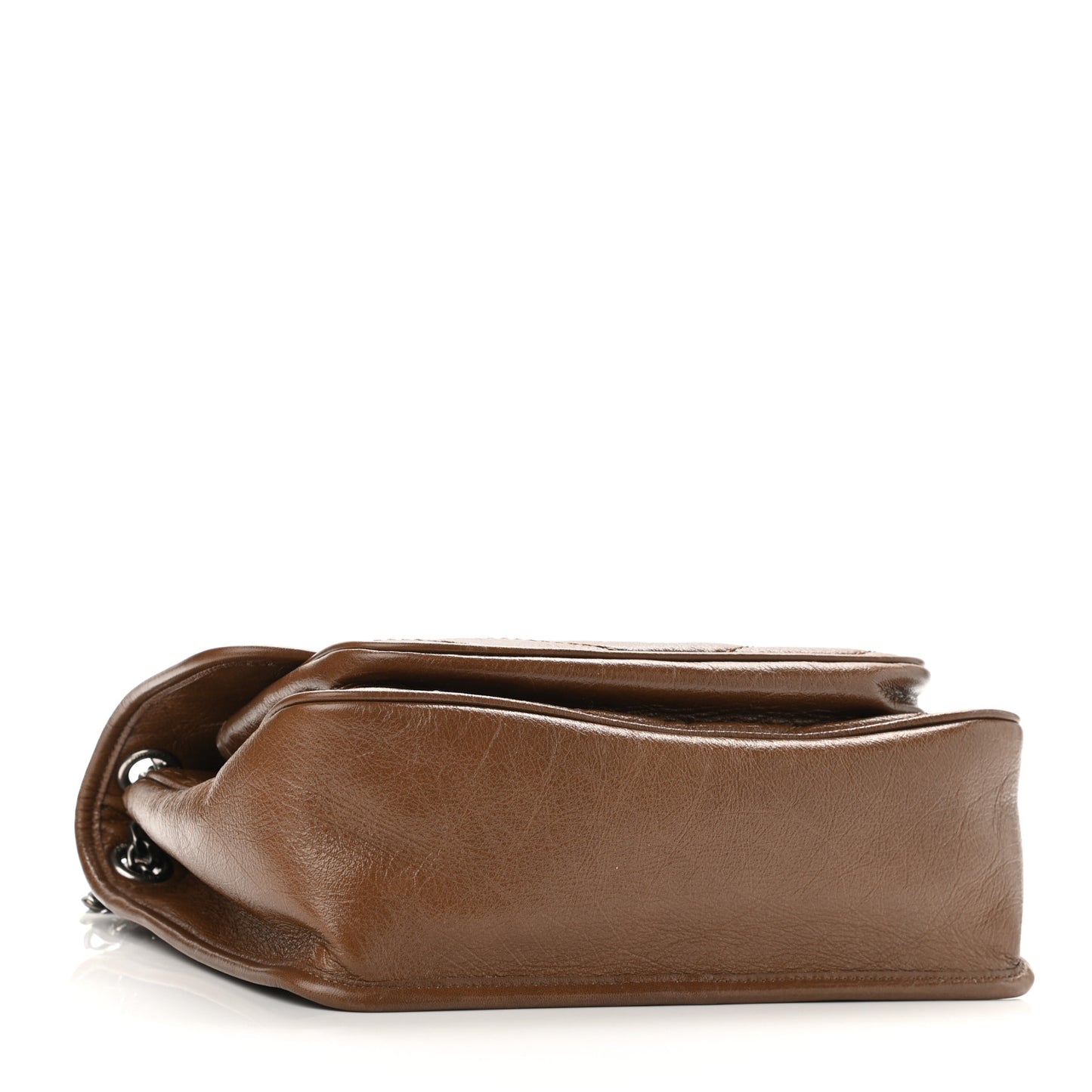 Crinkled Calfskin Matelasse Monogram Medium Niki Chain Satchel Tan Brown