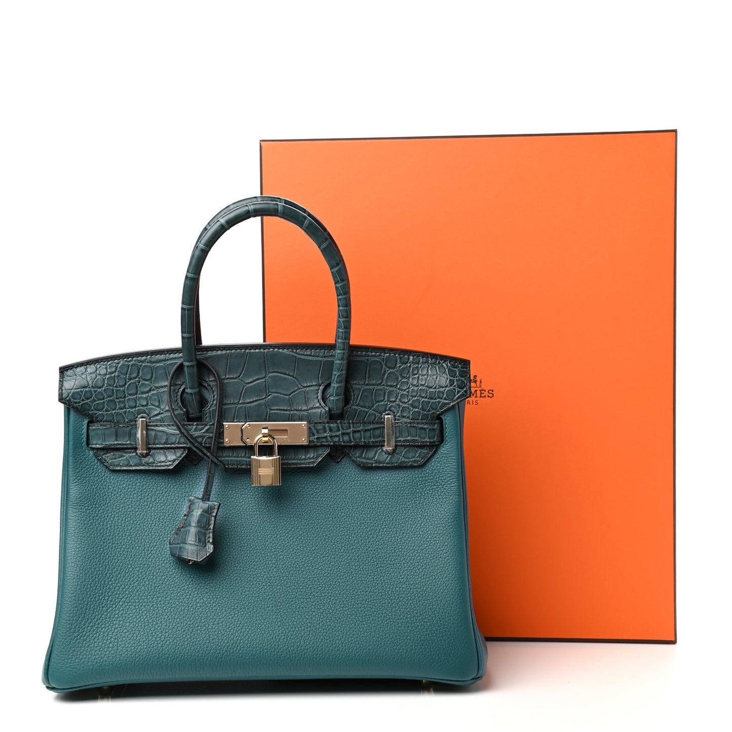 Togo Matte Alligator Birkin Touch 30 Vert Bosphore