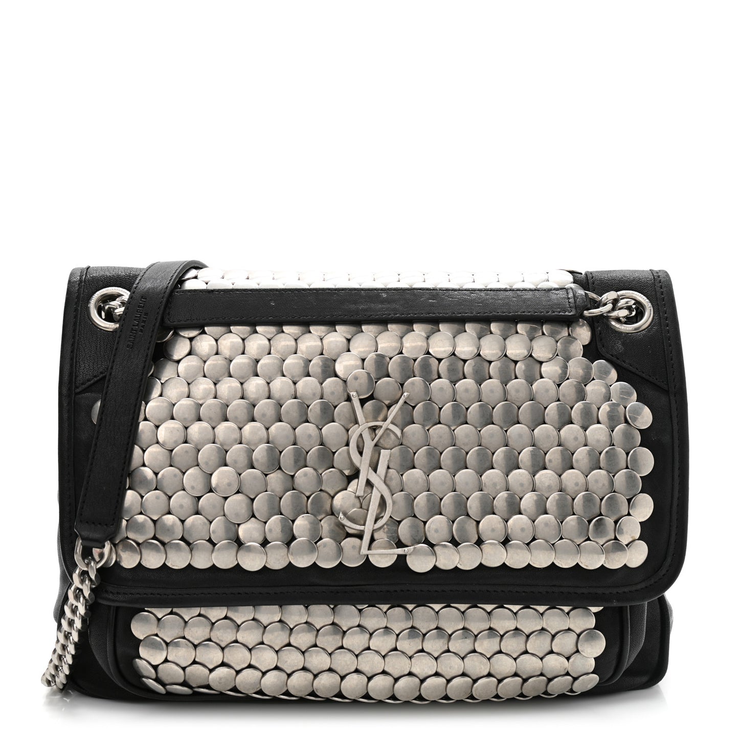 Calfskin Monogram Armature Medium Niki Chain Satchel Black