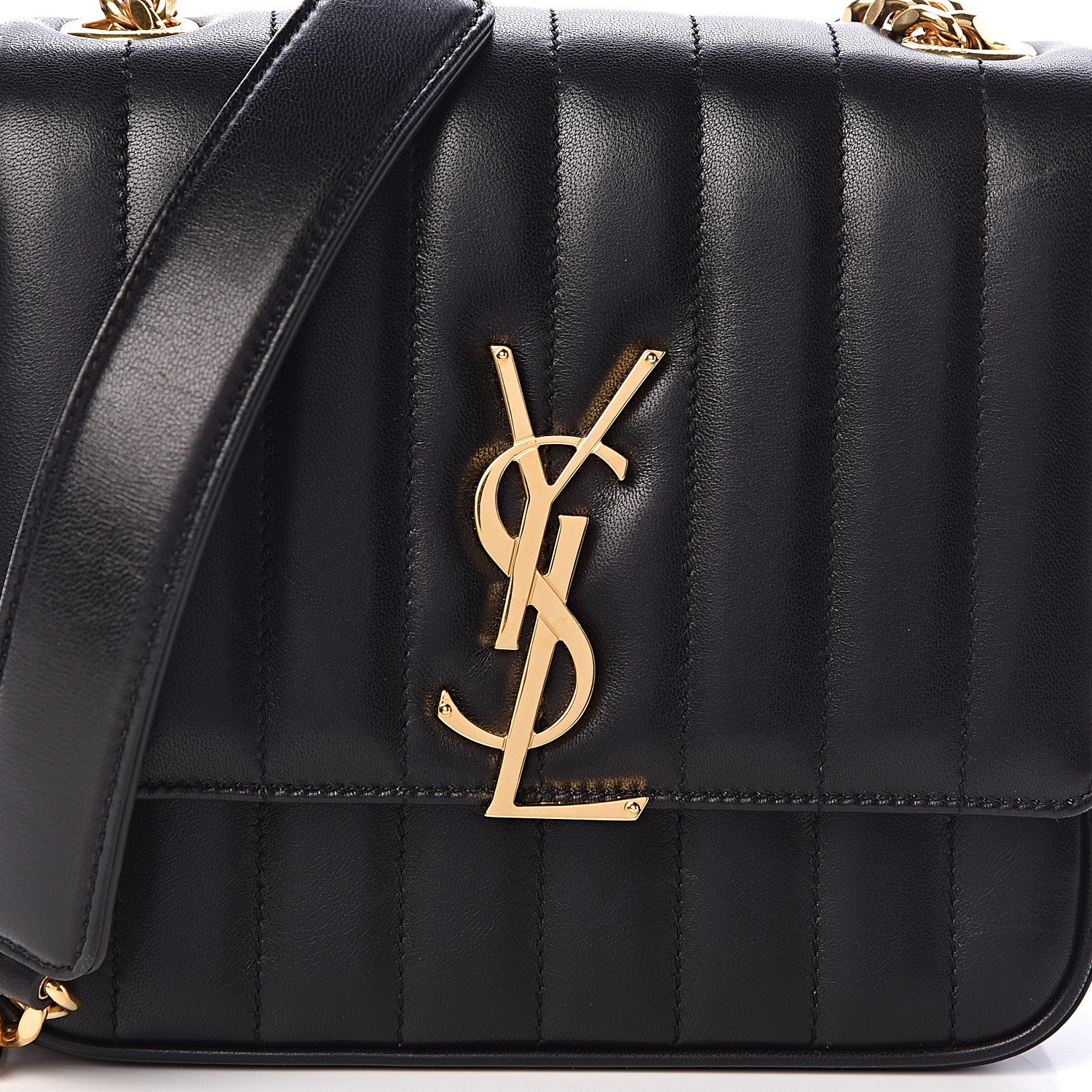 Saint Laurent Lambskin Matelasse Monogram Medium Vicky Chain Bag Black 8 of 10