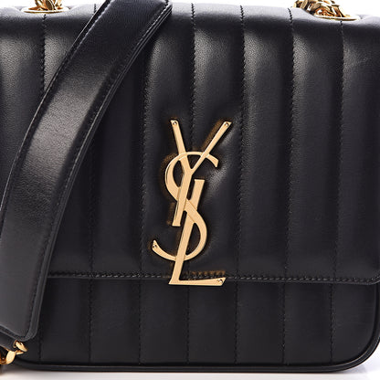 Saint Laurent Lambskin Matelasse Monogram Medium Vicky Chain Bag Black 8 of 10
