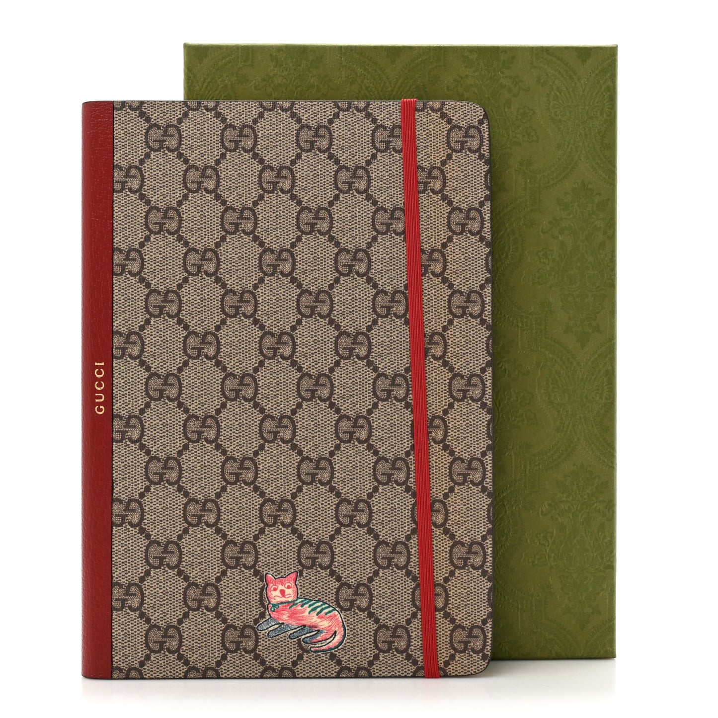GG Supreme Monogram Pattern Red Cat Notebook Beige Multicolor New Acero